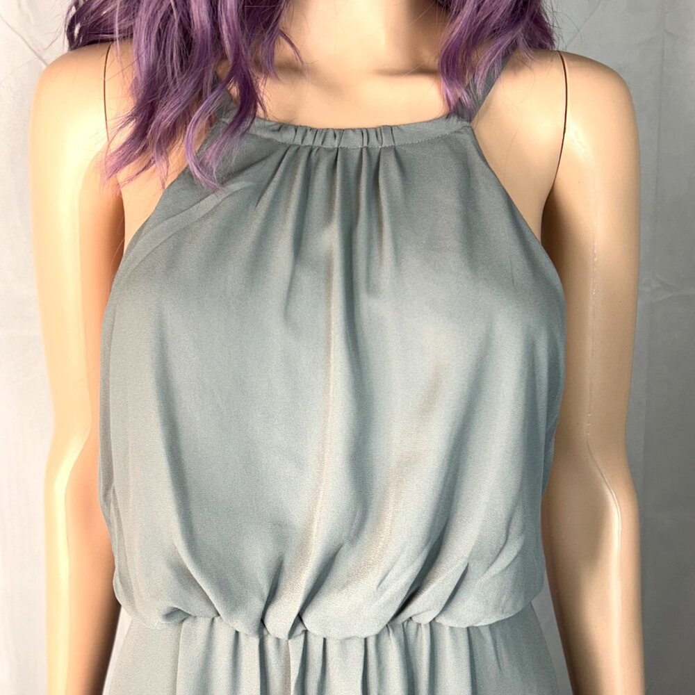 Show Me Your Mumu Amanda Moss Green Halter Maxi Bridesmaid Dress Size Large - Picture 6 of 11